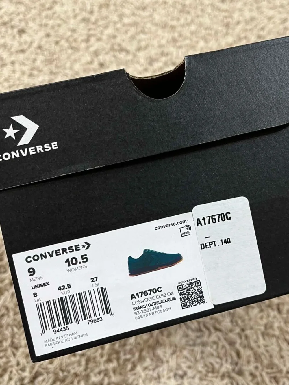 Converse Men's CL98 Suede Low Top Sneakers Shoes Green, Size 9 (New)